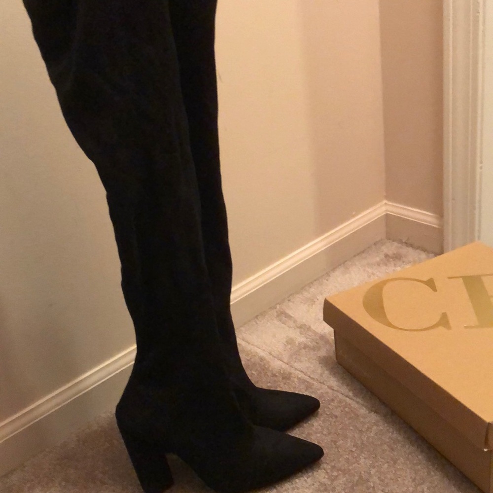 BLACK THIGH HIGH HEEL BOOTS 🖤